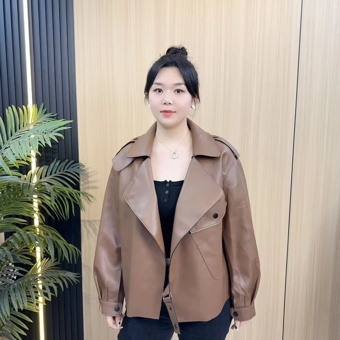 洋气欧货时尚高级百搭皮衣气质显瘦网红韩版宽松翻领外套休闲