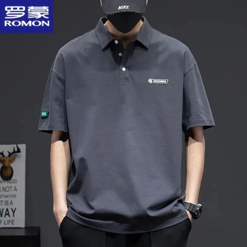 罗蒙夏季男装高端POLO衫男士短袖重磅t恤简约大码运动ins潮牌上衣