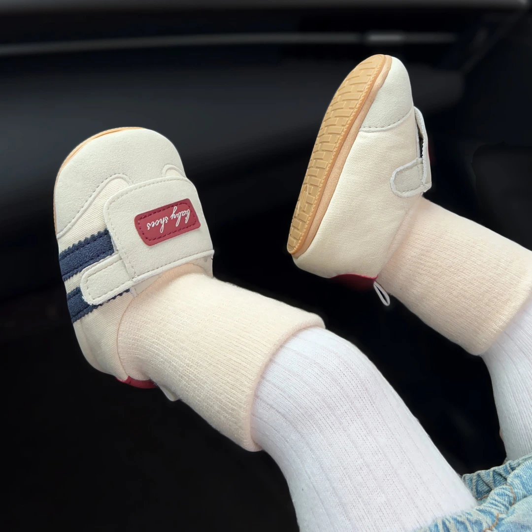 秋冬男宝宝学步鞋袜口婴儿鞋螺口夹棉鞋袜休闲软胶底步前不掉鞋子