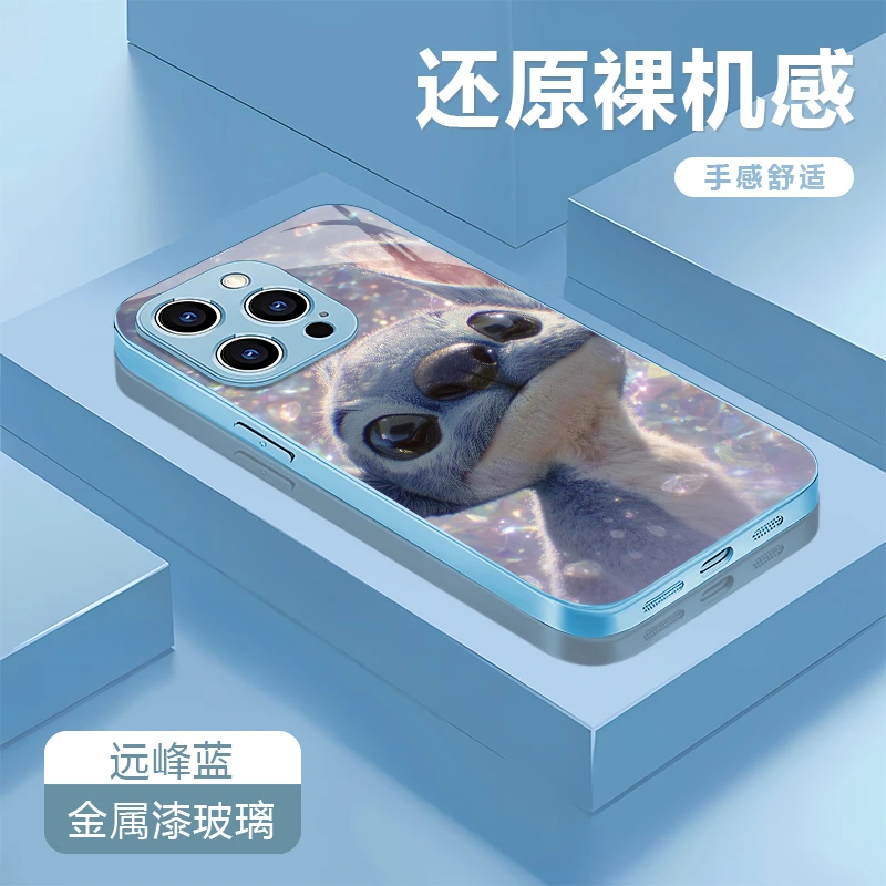 史迪仔适用苹果16/15华为P70/vivo/oppo金属漆玻璃防摔手机壳女款