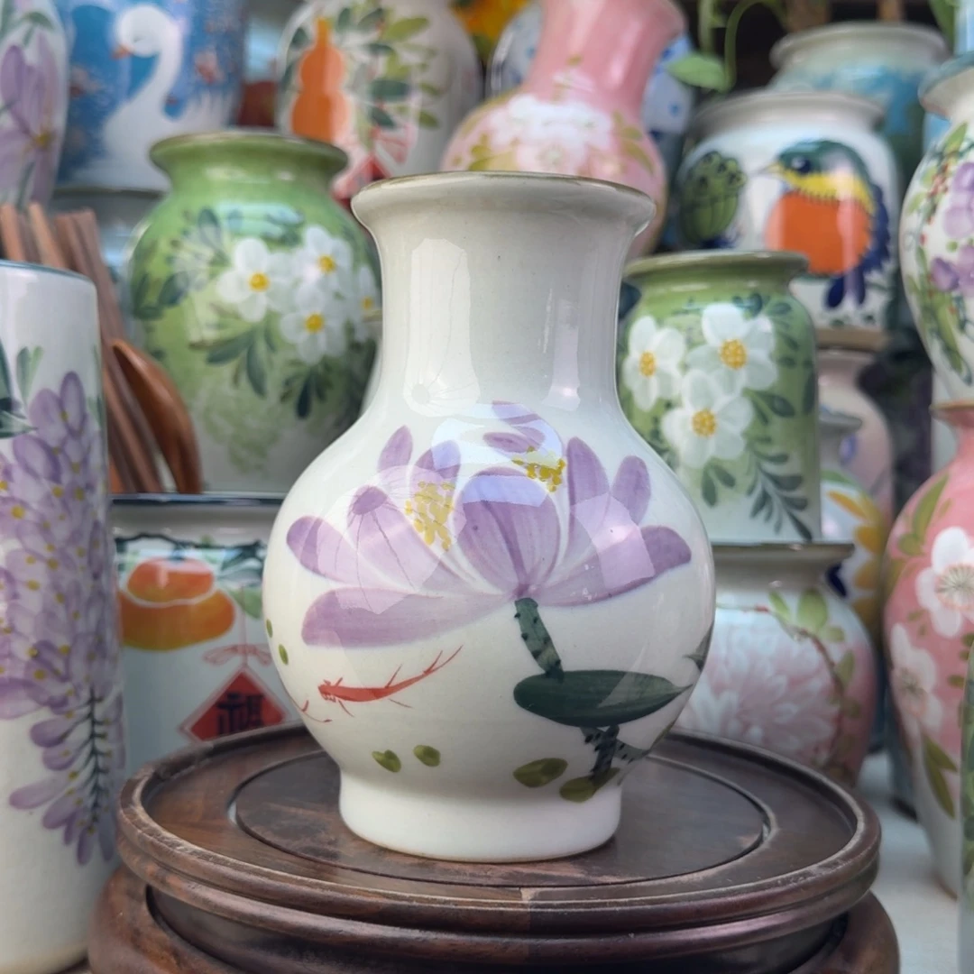 景德镇陶瓷手绘花瓶无孔