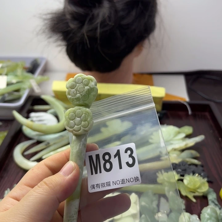 蛇纹石玉发饰合金?**?