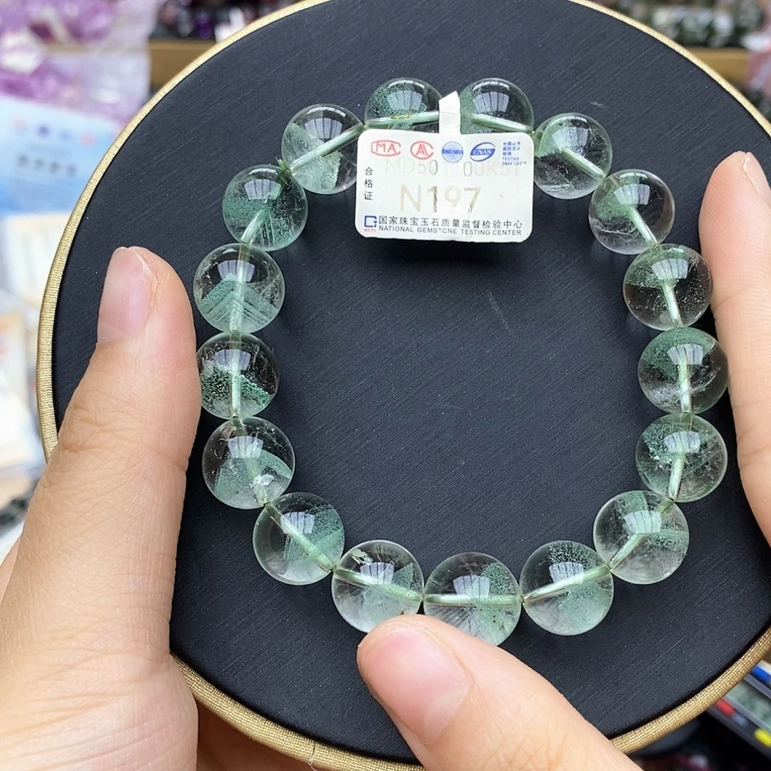 水晶手链未镶嵌N197 翠绿幽灵金字塔 12m+
