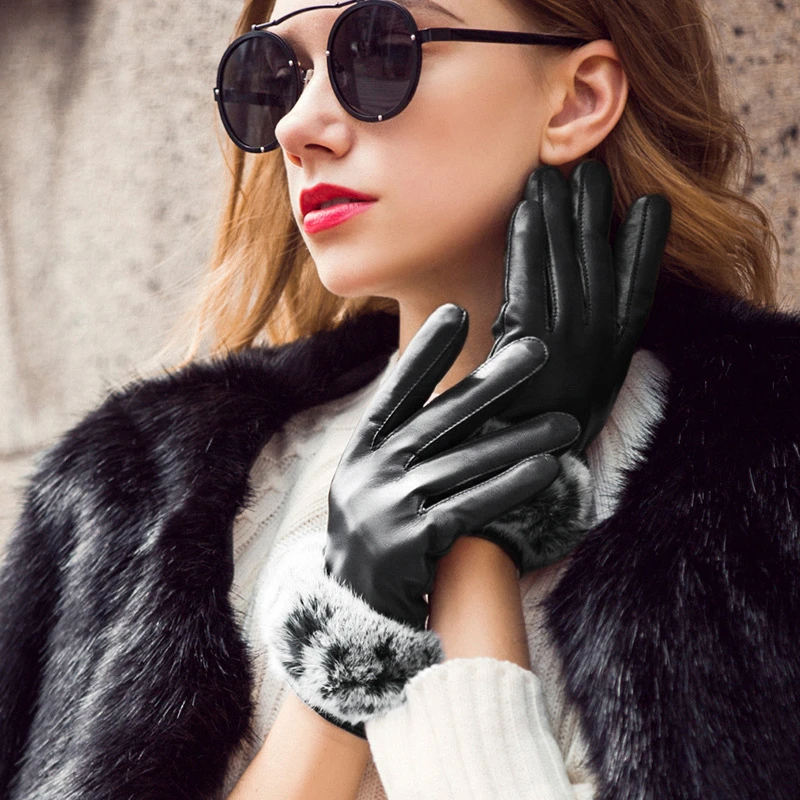 秋冬真皮手套女羊皮加绒保暖简约防风防寒开车触屏户外骑行商务男