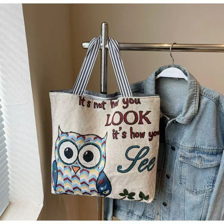 猫头鹰包包机器猫休闲上班购物逛街买菜大容量手提购物袋卡通单肩