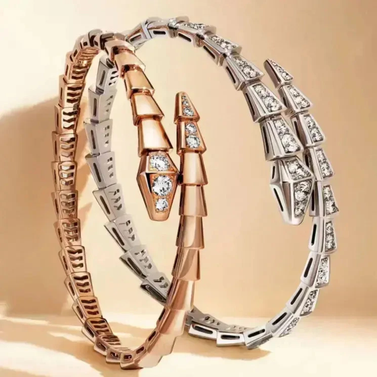 【全新未使用】蛇形气质玫瑰金色男女同款情侣款手镯