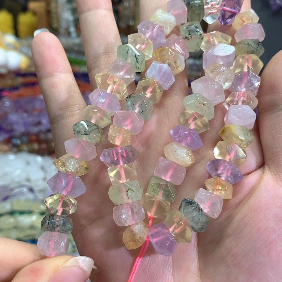 玛瑙/玉髓未镶嵌珠宝半成品多宝冲角一条卡10mm