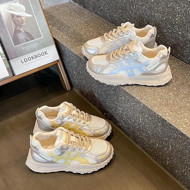 网面女士小白鞋夏季透气休闲鞋百搭老爹鞋网红ins时尚潮流运动鞋