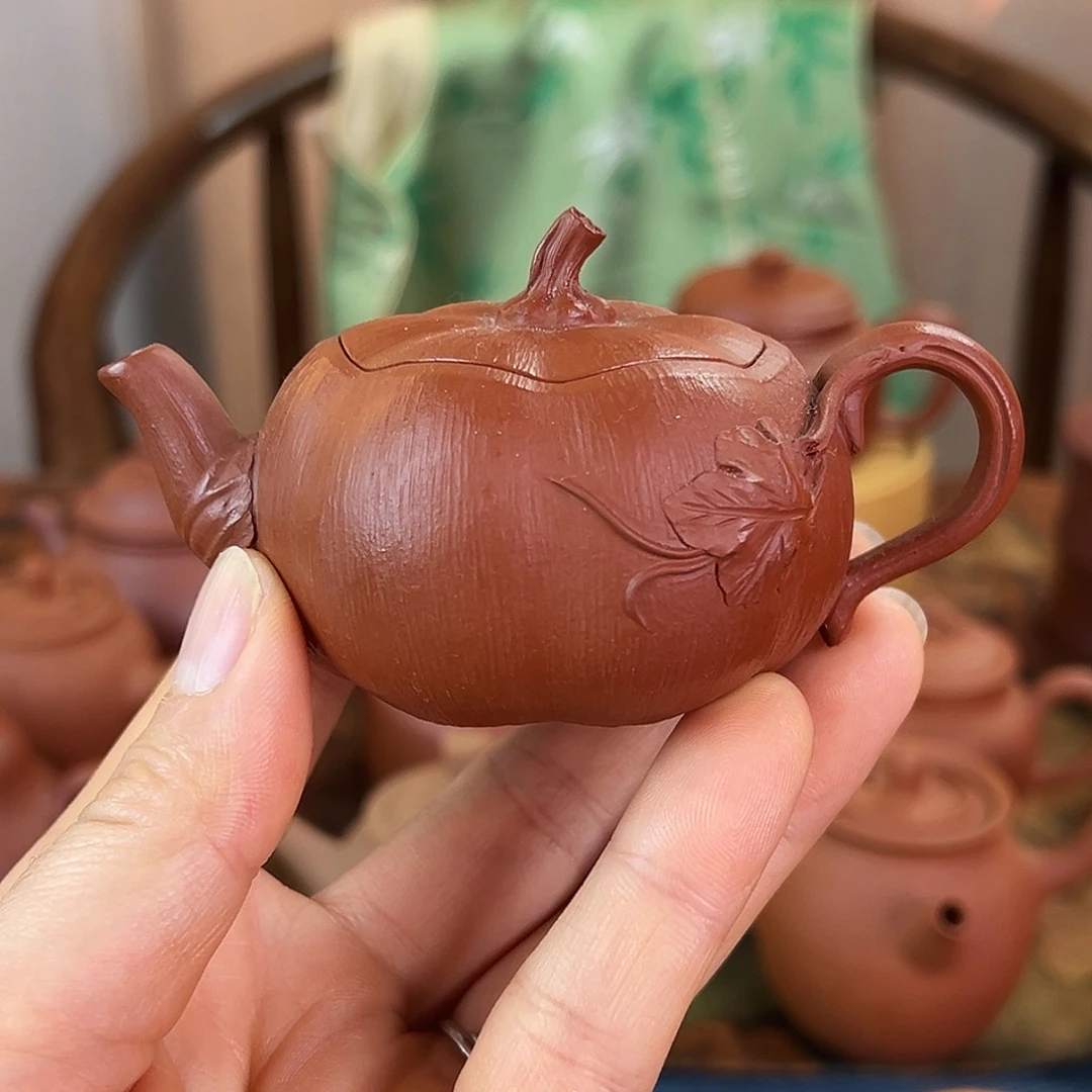 紫砂茶壶精品 南瓜 朱泥 80cc