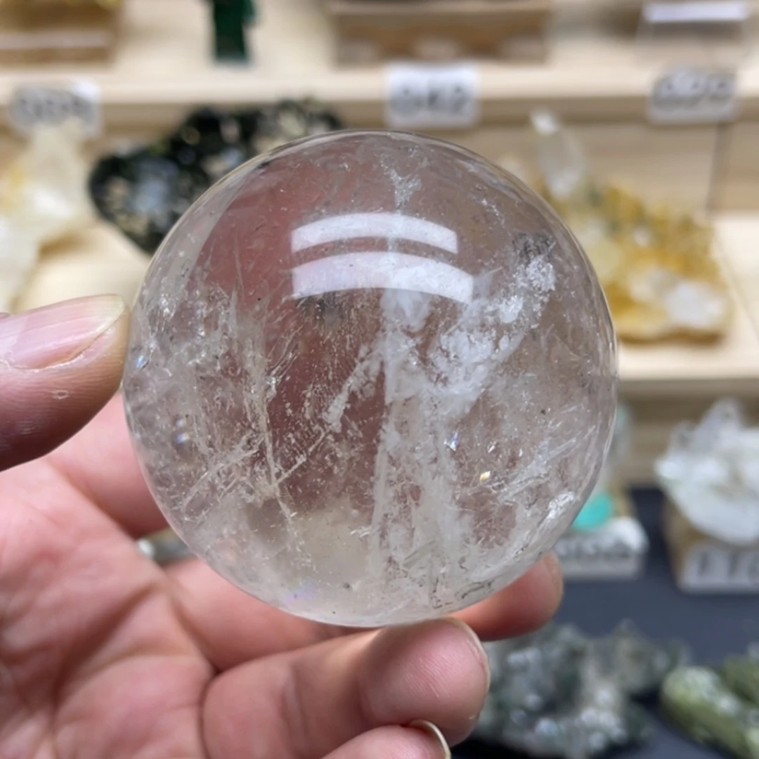 石材天然白水晶球家居造景