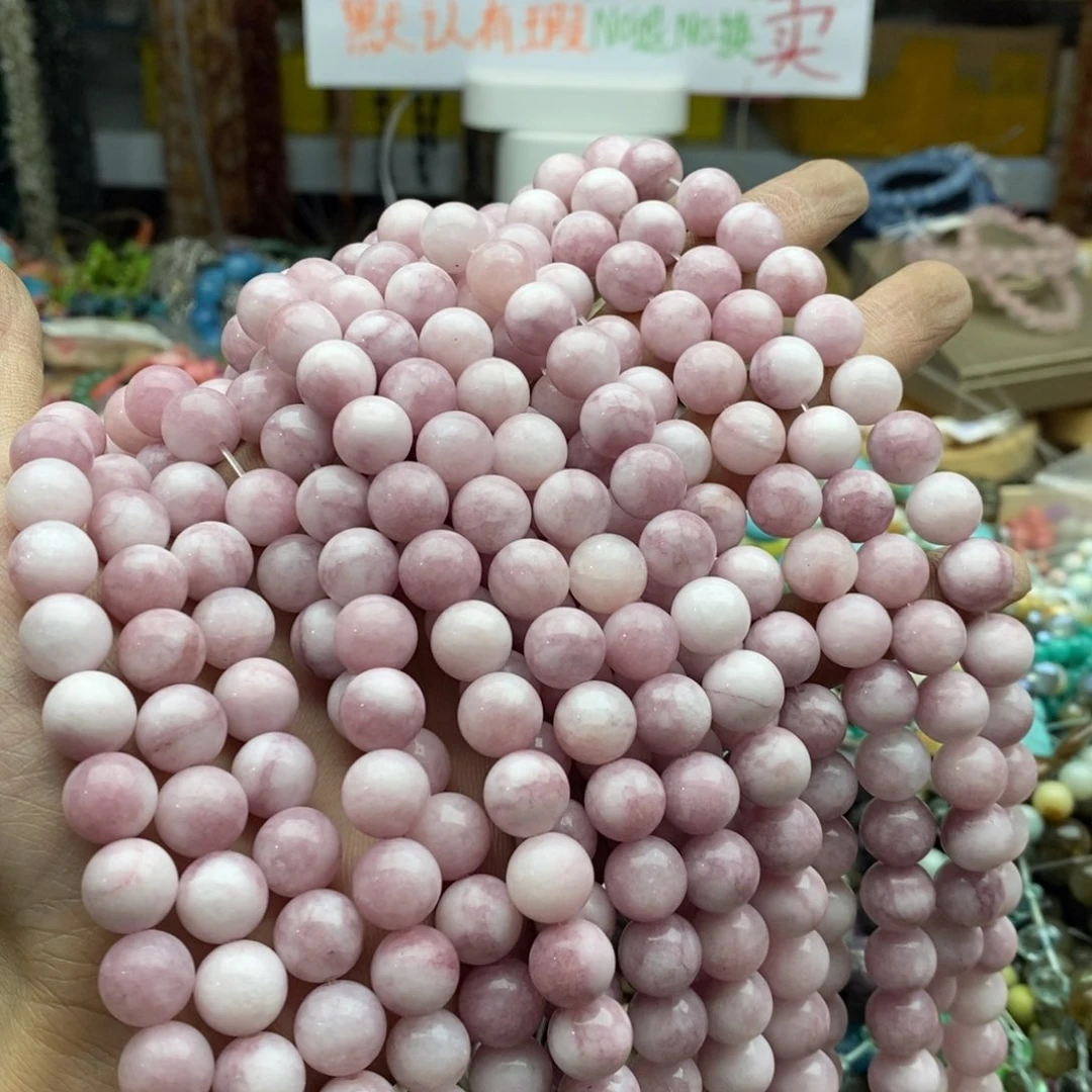 玛瑙/玉髓未镶嵌珠宝半成品一条10mm紫粉玉髓L334