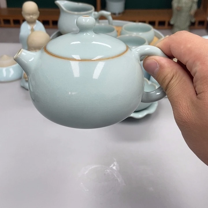 瓷天青色赵琳老师全手西施壶