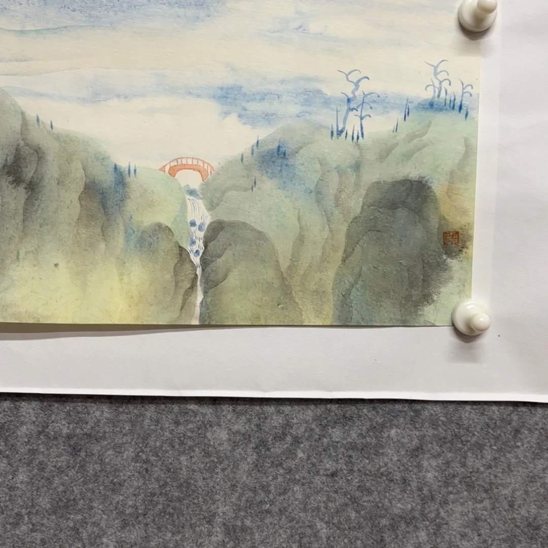 沙***漠国画国画山水作品