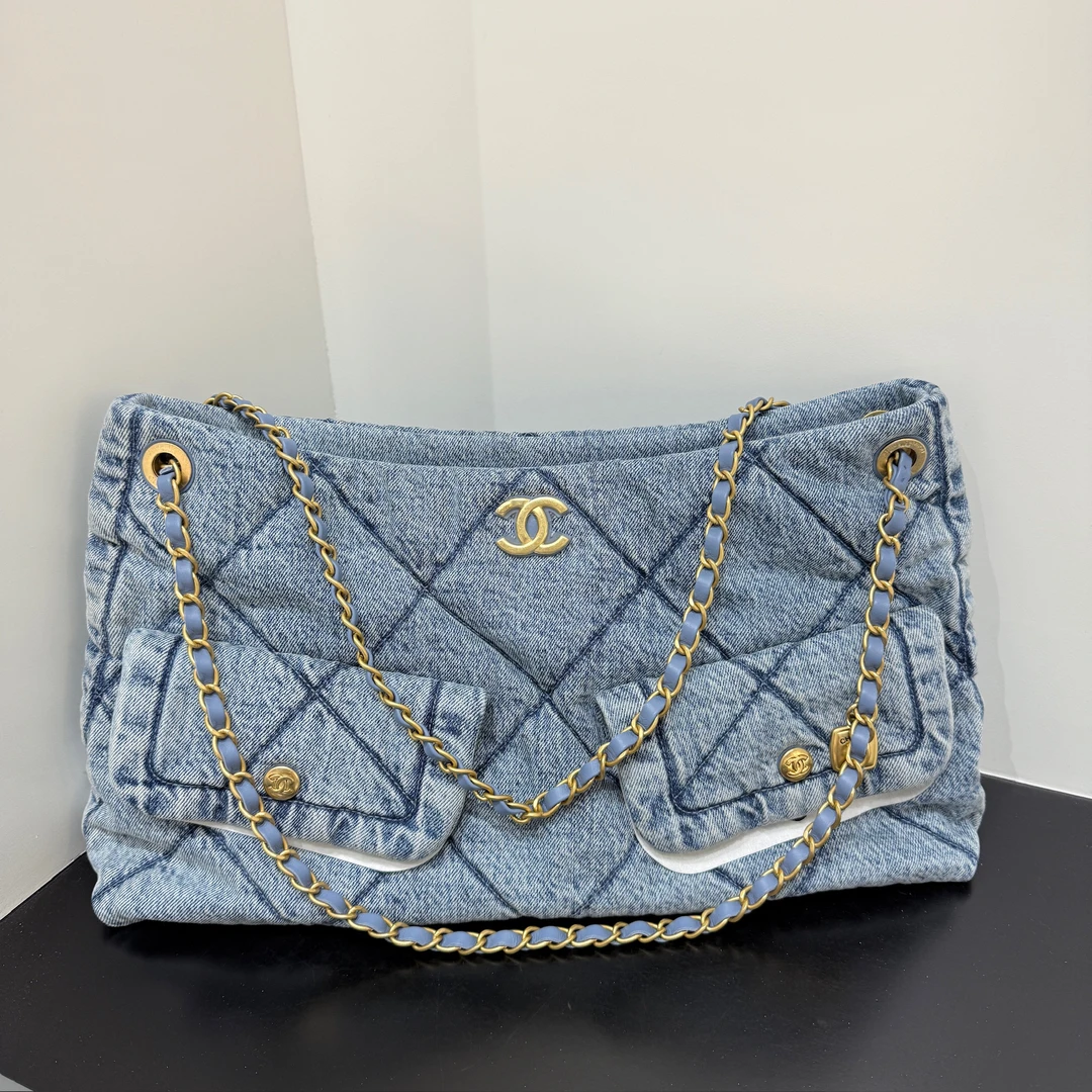 未使用 Chanel/香奈儿  25K 牛仔双C单肩链条包【无盒】