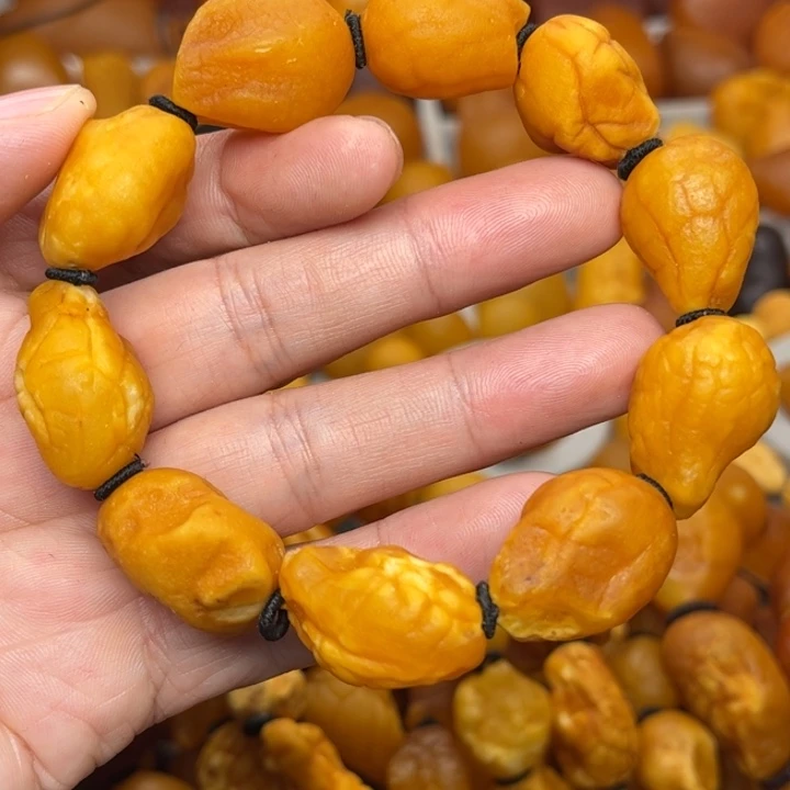 琥珀未镶嵌裸石天然蜜蜡手串