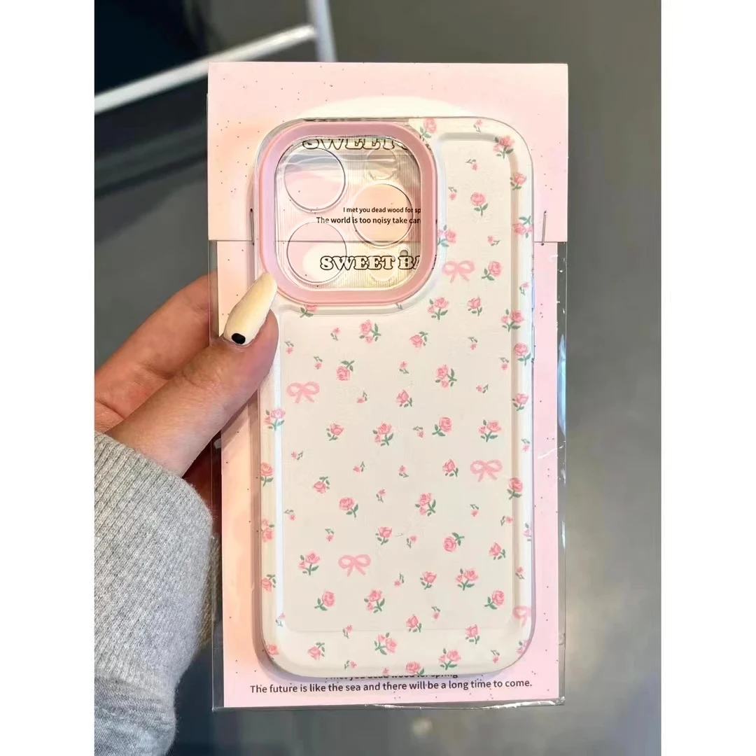 BANCA满屏粉玫瑰花适用iPhone16/15手机壳苹果14华为vivo小米oppo