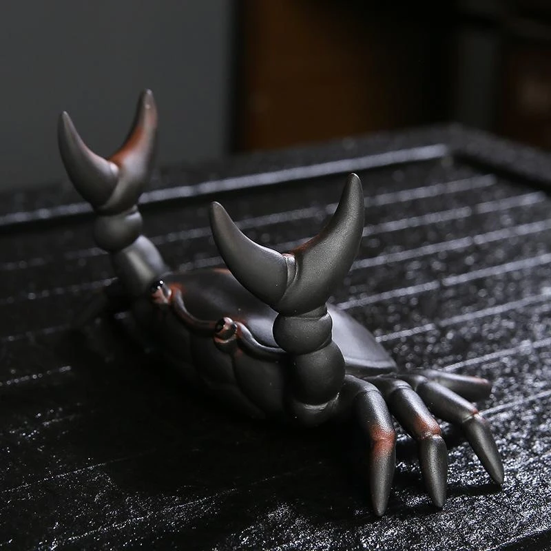 紫陶螃蟹茶宠摆件轻奢高档可养茶玩养壶笔放置架笔架托配件茶托否