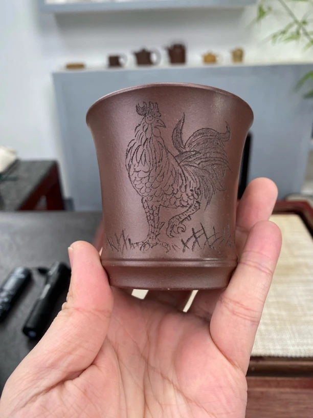 金鸡报晓 老紫泥紫砂主人杯