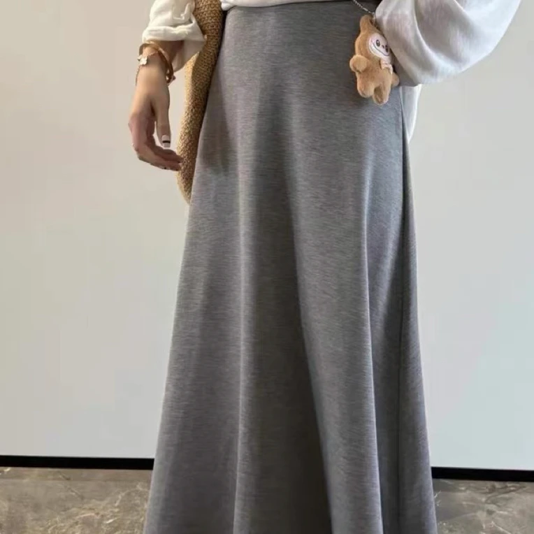 高腰半身裙夏季慵懒垂感休闲简约宽松百搭显瘦软糯空气层伞裙