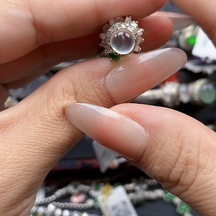 翡翠银S925镶嵌戒指缅甸翡翠