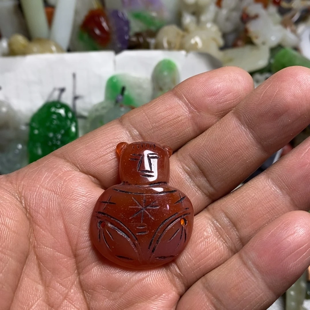 和田玉（糖玉）银S925镶嵌颈饰