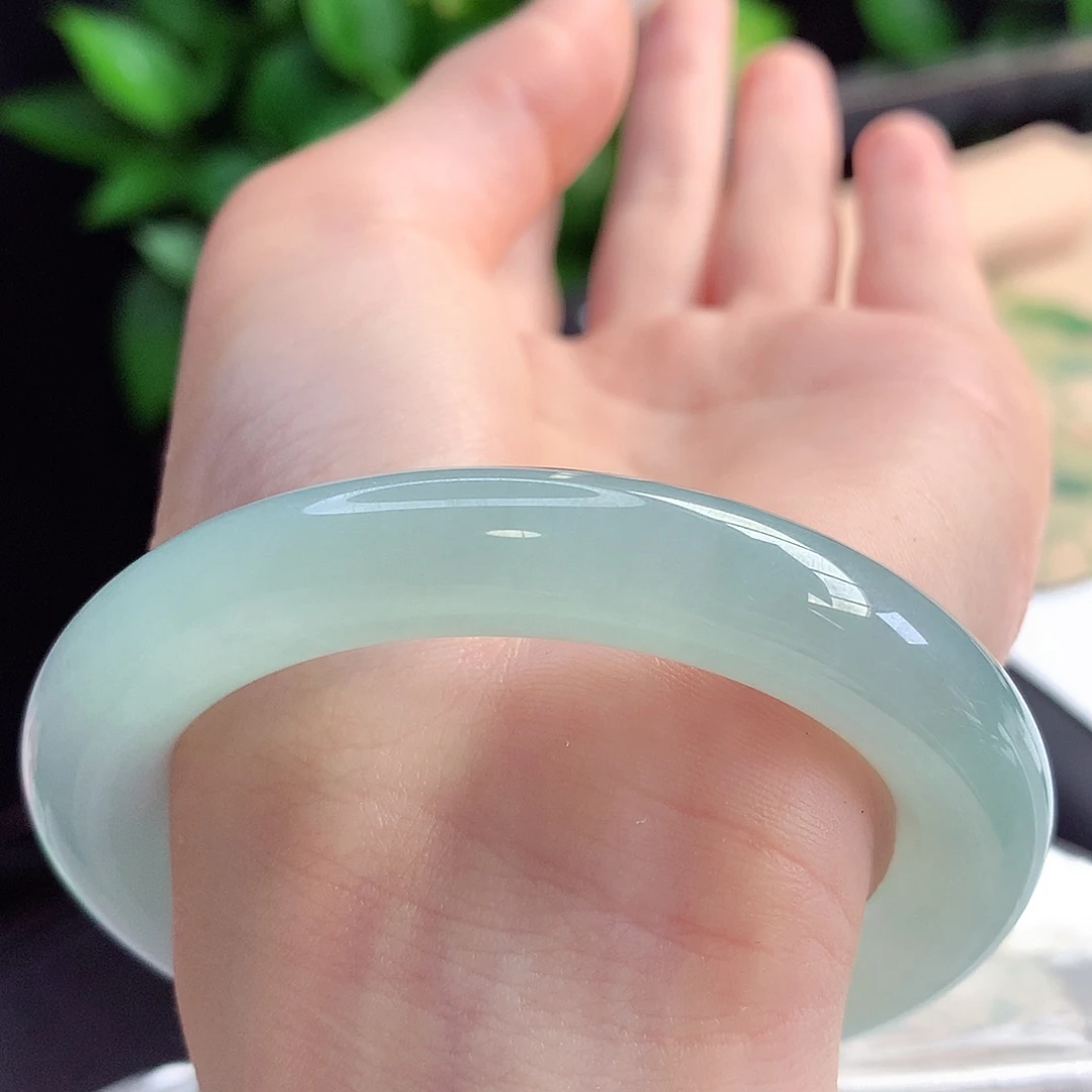 未镶嵌手镯翡翠天然A货翡翠55-56甜甜冰晴水 胶莹棒19号