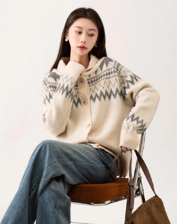 A084针织开衫高领