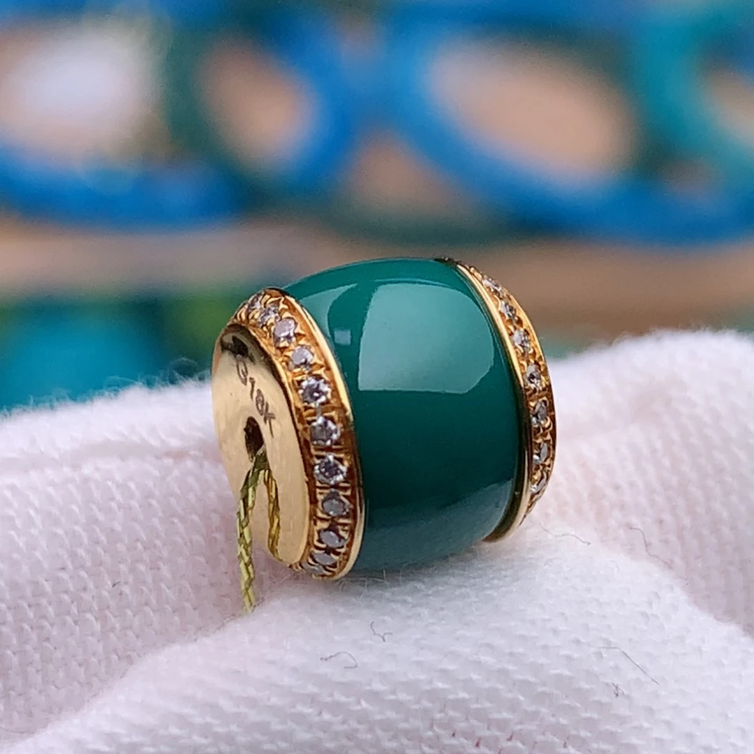 18K金镶嵌绿松石珠宝奇石8.4mm