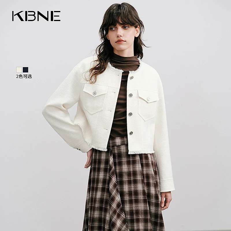 KBNE小香风外套女款爆款2025新款秋季时髦洋气复古肌理短款外套女