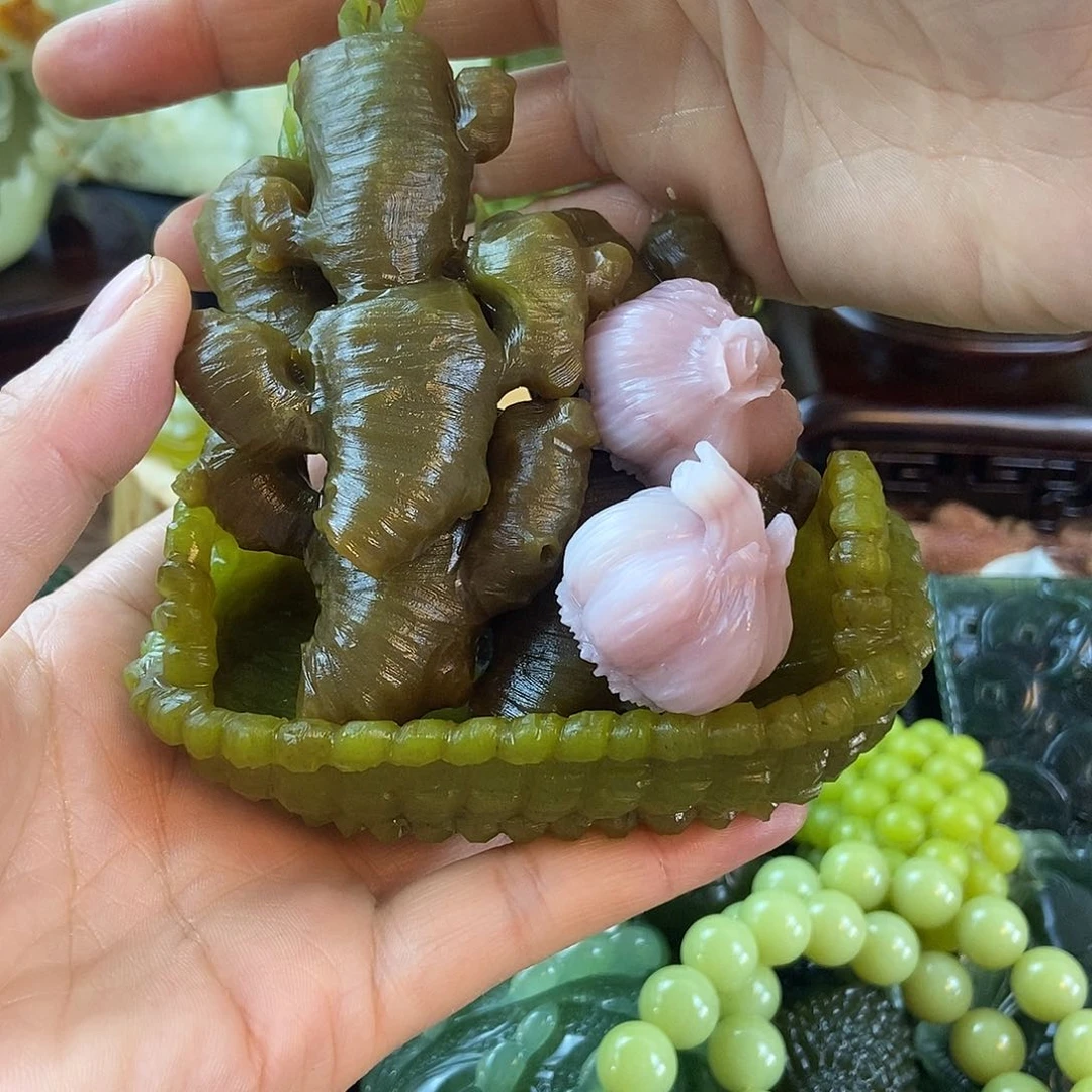 蛇纹石玉手把合金月*