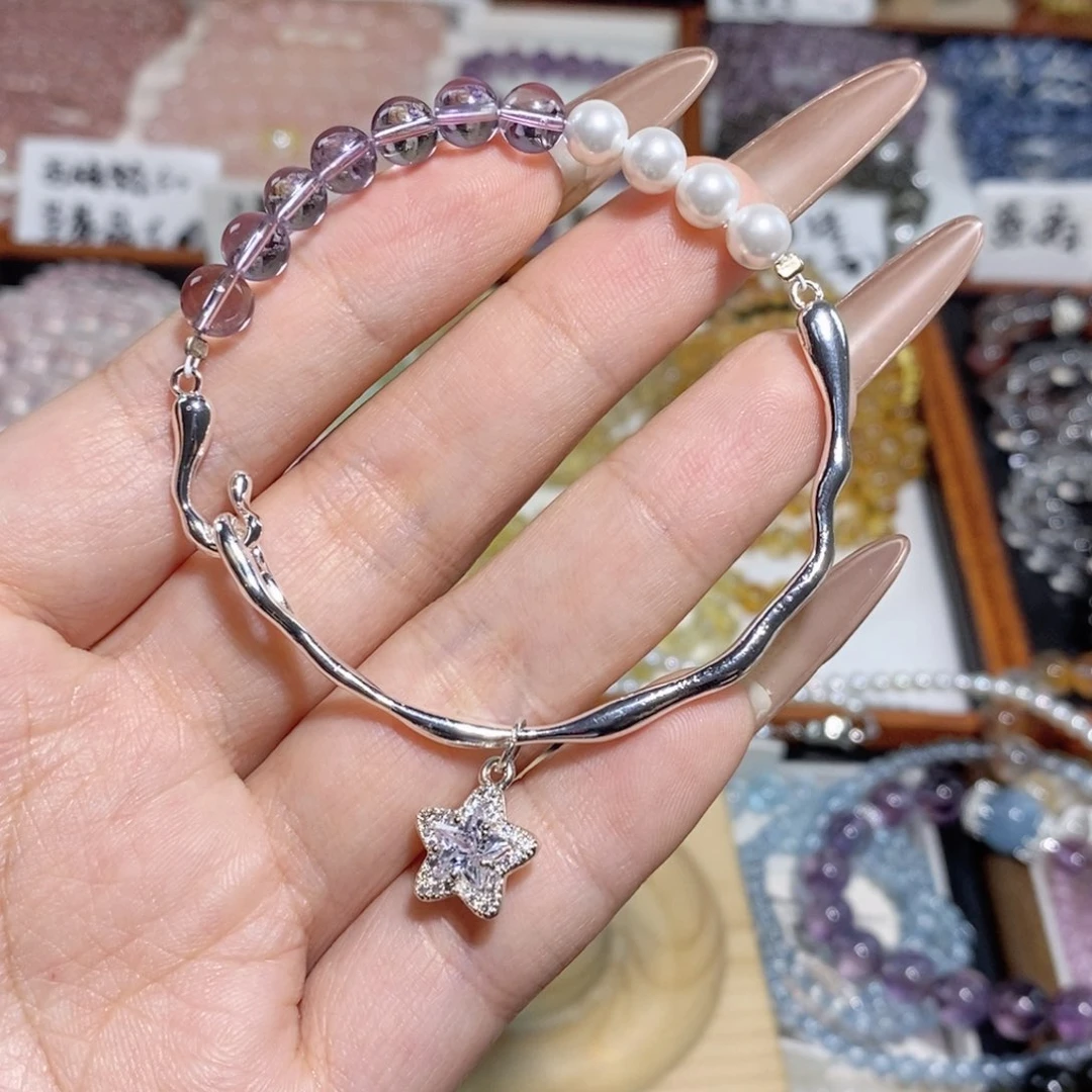 水晶手串未镶嵌diy紫水