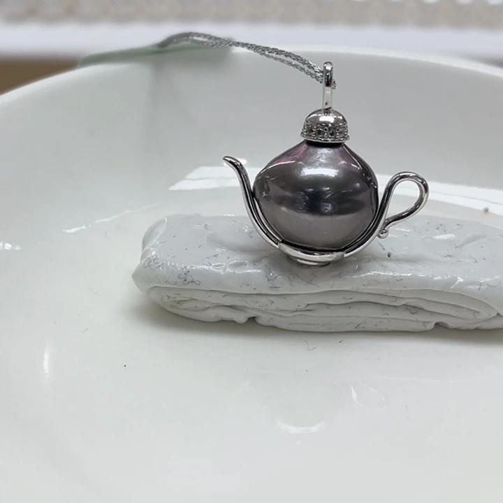 银S925镶嵌吊坠(不含链)海水珍珠12-13mm8号