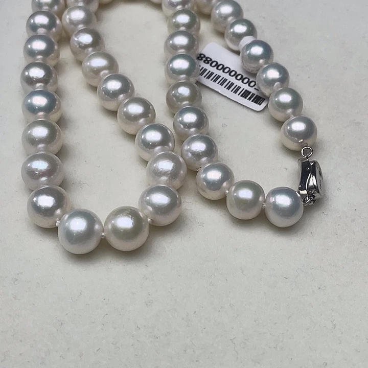 银S925镶嵌淡水珍珠颈饰卡10➕高品极光白炫澳绿毕业级