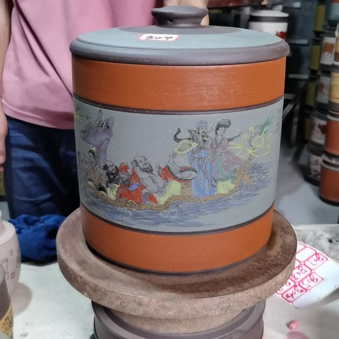 紫砂茶叶罐八仙过海304