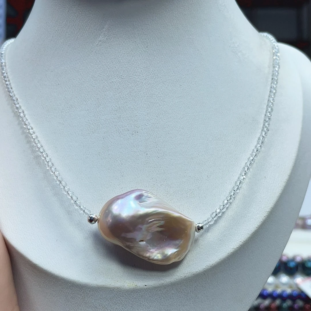 淡水珍珠银S925镶嵌颈饰