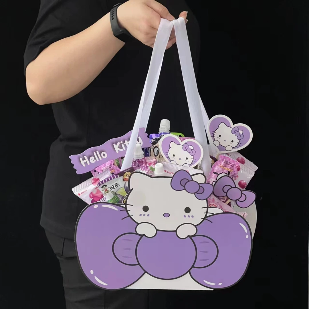 六一新款kt猫手提盒零食花束卡通礼盒手工DIY童趣花艺包装资材