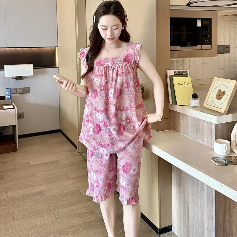 棉绸睡衣女士夏季短袖薄款夏天2025新款休闲可外穿绵绸家居服套装