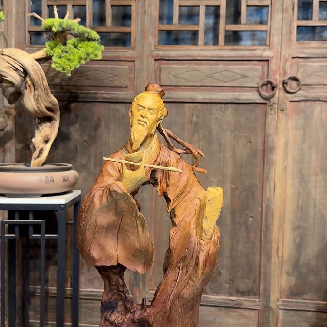 可***以香樟木陆羽桌面摆件樟木