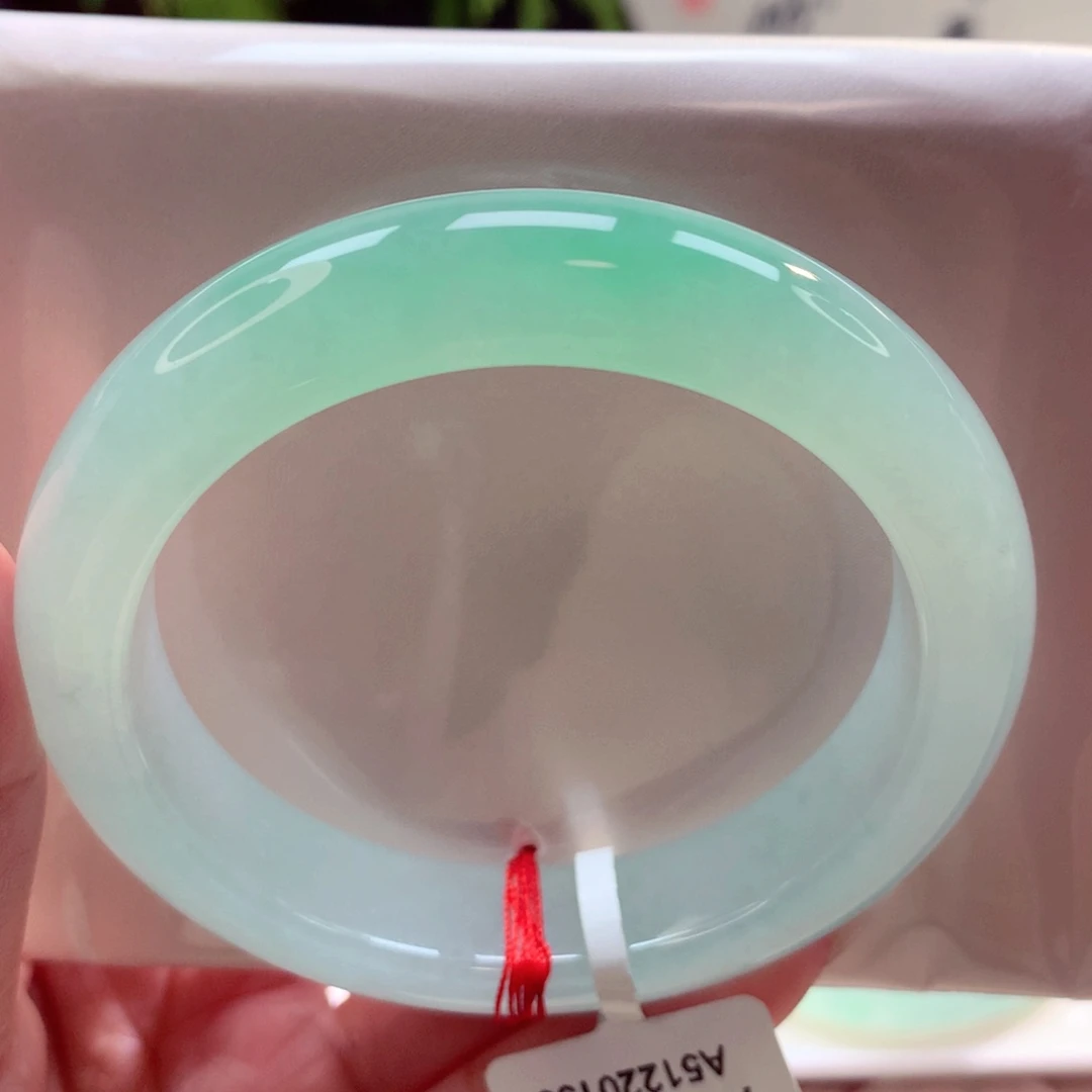 未镶嵌手镯翡翠十星推荐55圈冰胶甜绿 种色俱佳（32号）