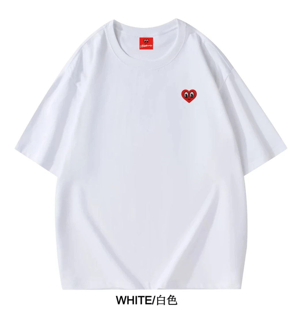 25年新款红色桃心纯棉经典款短袖男女同款T恤