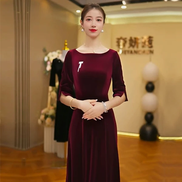 奢妍莼【绒韵】25秋冬新款宴会敬酒礼服可日常穿搭显瘦显气质