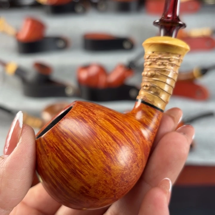 小默亲工石楠木竹节烟斗