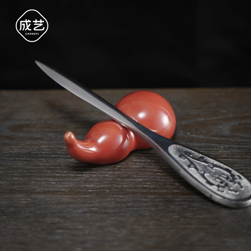 海棠红小葫芦茶置开片可养陶瓷茶宠茶桌摆件茶玩茶道