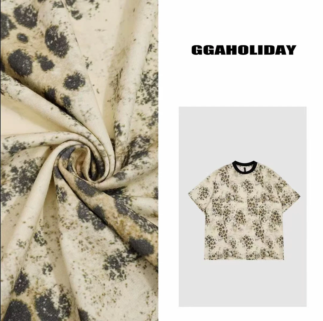 25N夏季新款轻奢高级感美式街头潮流设计个性豹纹短袖大T 152355