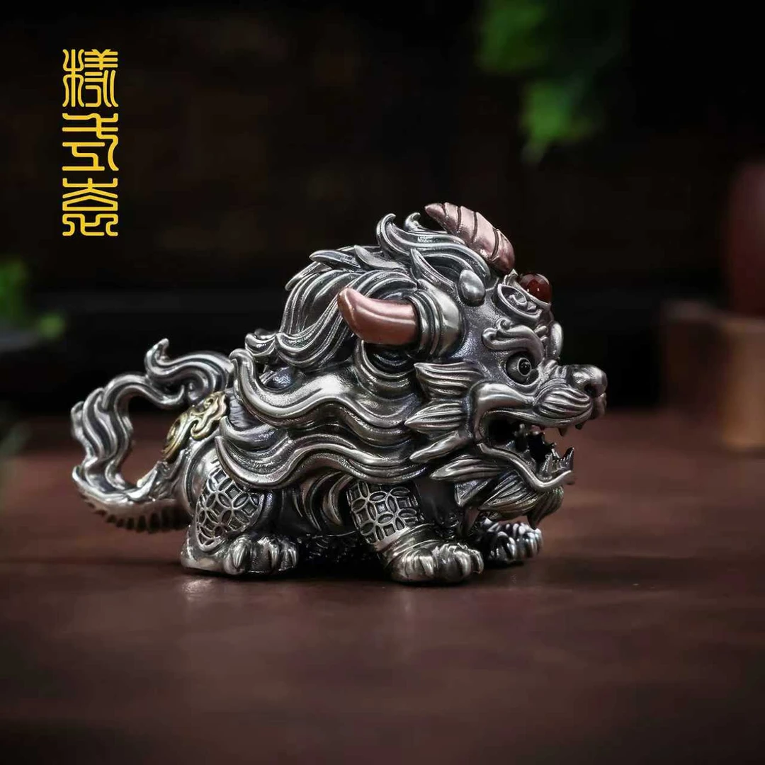 样式袁可活动款貔貅手把件优质铜器摆件