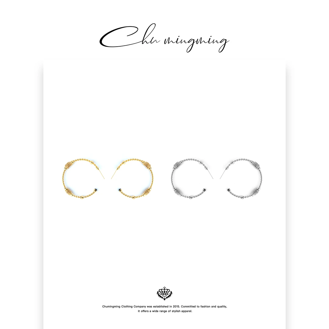 铜合金耳饰 【CHU/2025SSNEW】原创设计编织大圆耳环SPCM2513