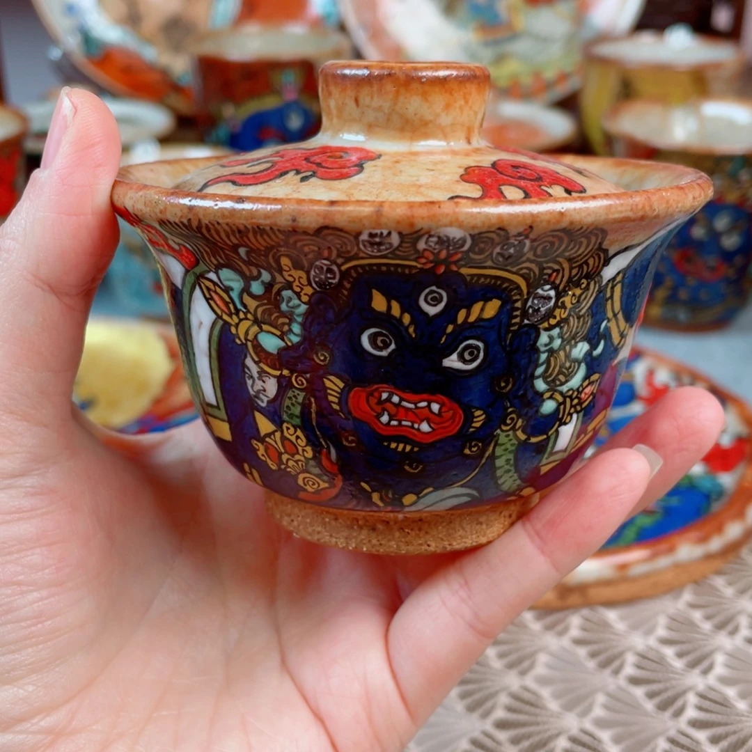 手绘大黑天盖碗福利