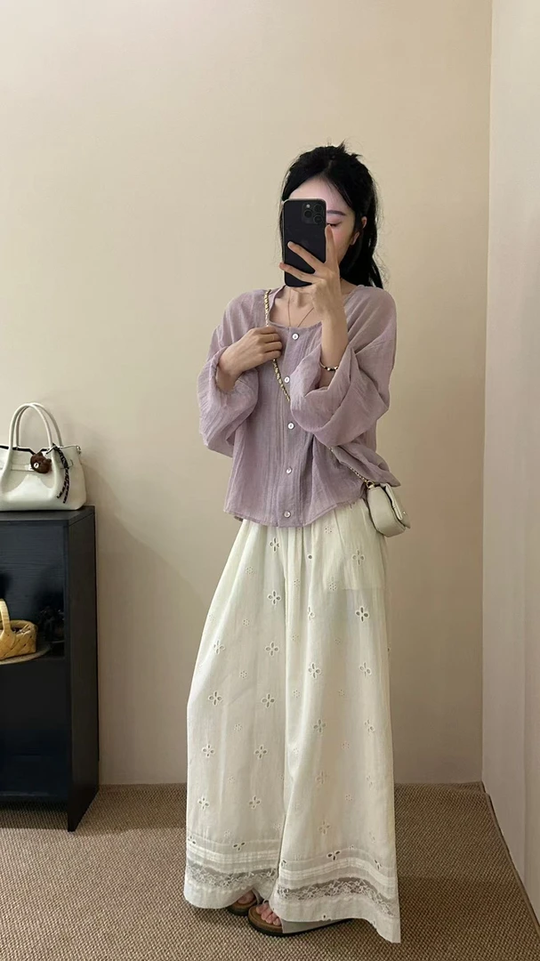 韩系慵懒风吊带+防晒开衫两件套13637 本身自带肌理感不是褶皱