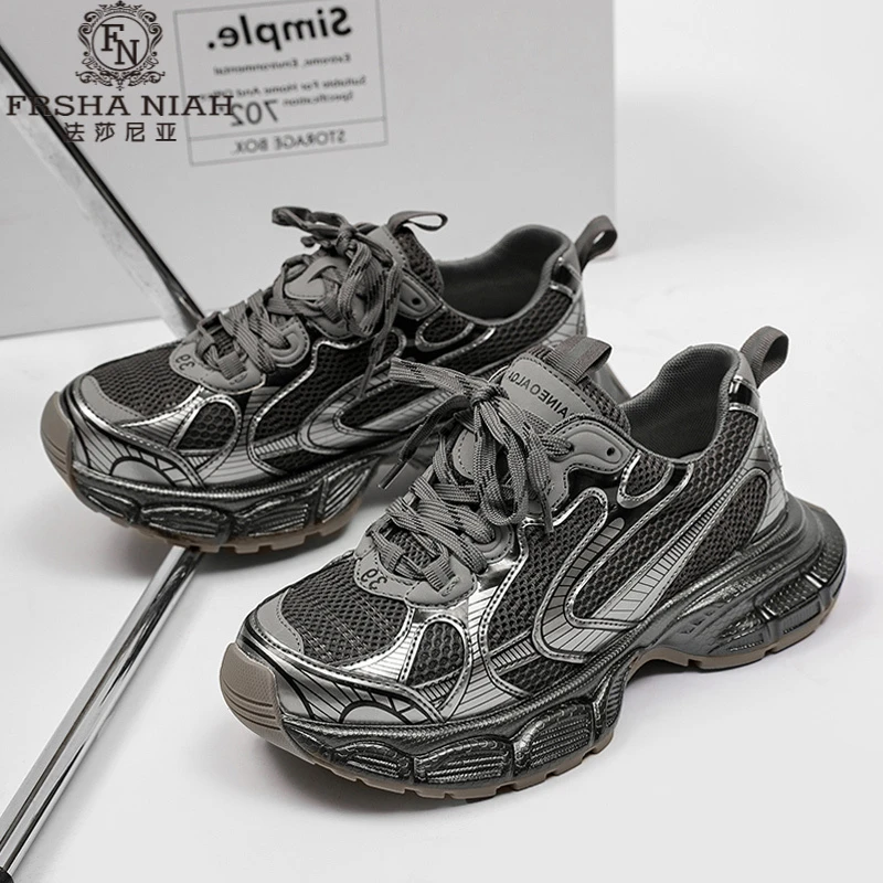 法莎尼亚厚底老爹鞋男款潮牌时尚休闲鞋秋季青少夏季厚底网面老爹