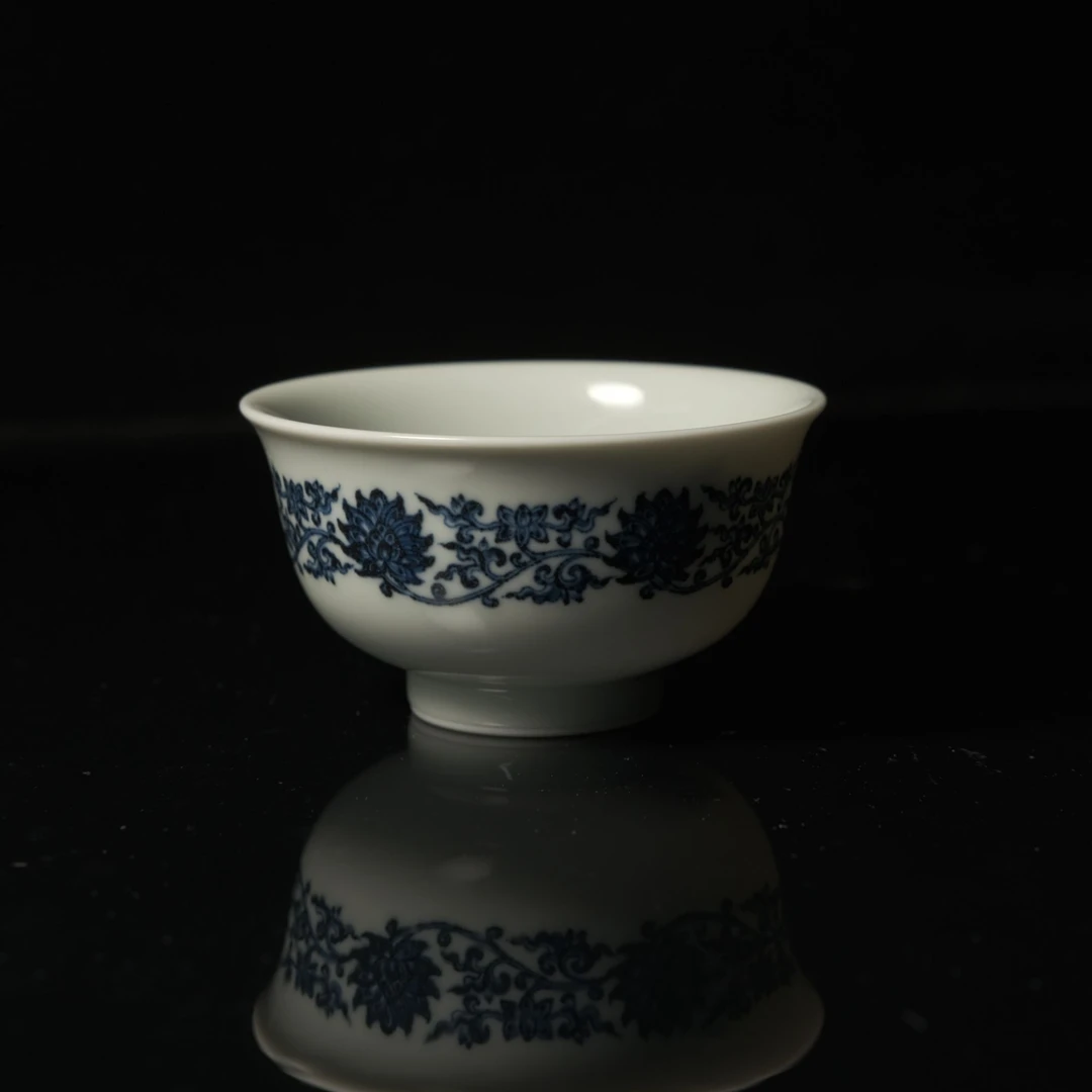 5-70立明堂时来运转佛莲撇口杯